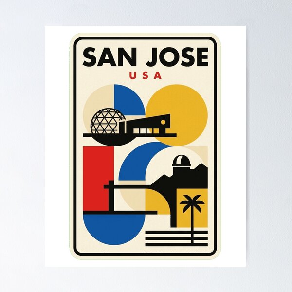 Item preview, Retro San Jose Bauhaus Geometric Skyline designed and sold by k3rstman1.