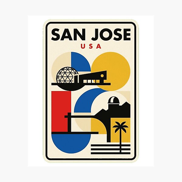 Item preview, Retro San Jose Bauhaus Geometric Skyline designed and sold by k3rstman1.