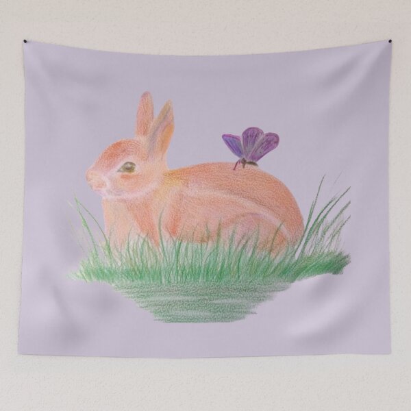 Item preview, Little Bunny in the Garden – Whimsical Rabbit and Butterfly Illustration designed and sold by Julia N.