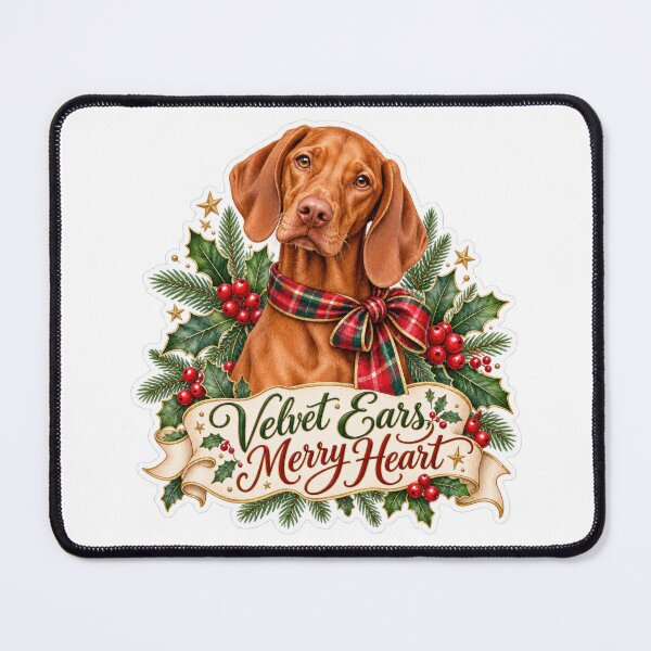 Item preview, Velvet Ears Merry Heart Vizsla Christmas Dog designed and sold by badburropress.