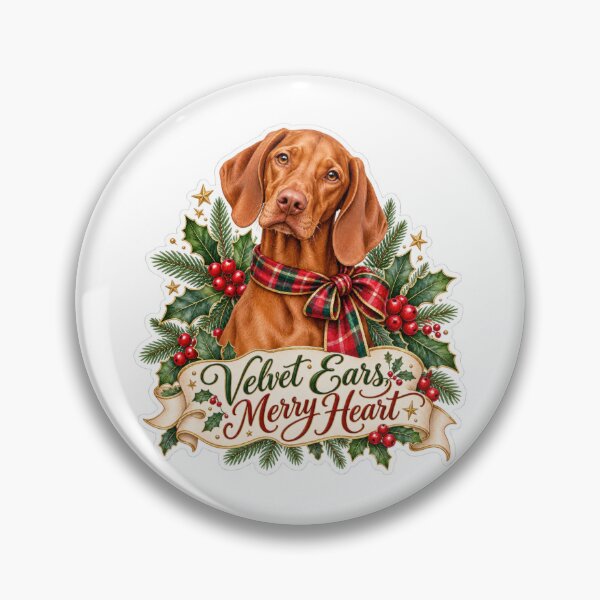 Artikelvorschau, Samtohren, fröhliches Herz, Vizsla, Weihnachtshund entworfen und verkauft von badburropress.