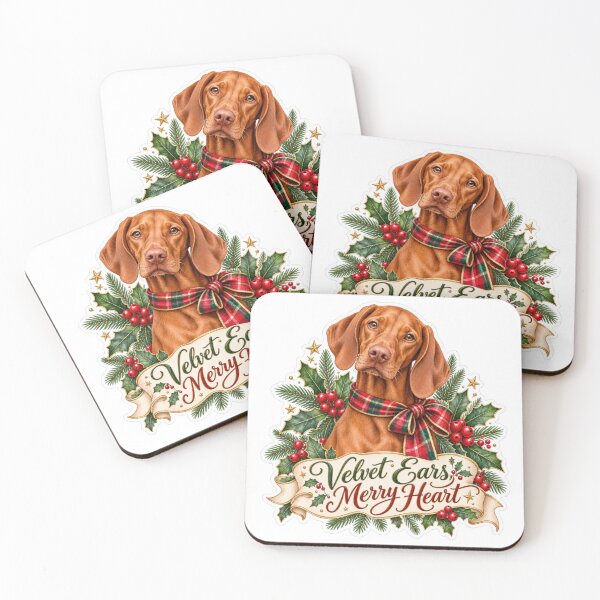 Item preview, Velvet Ears Merry Heart Vizsla Christmas Dog designed and sold by badburropress.