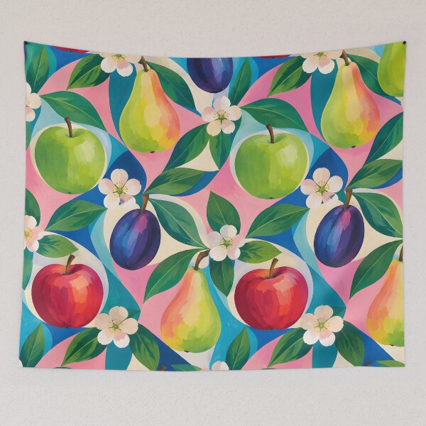 Item preview, Colorful Apple Pear and Plum Fruit Pattern with Blossoms designed and sold by GutyzDesignsES.