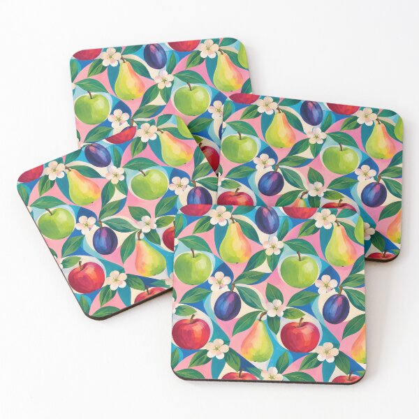 Item preview, Colorful Apple Pear and Plum Fruit Pattern with Blossoms designed and sold by GutyzDesignsES.