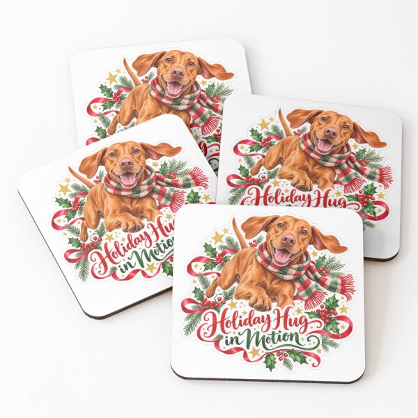 Item preview, Holiday Hug in Motion Vizsla Christmas Dog designed and sold by badburropress.