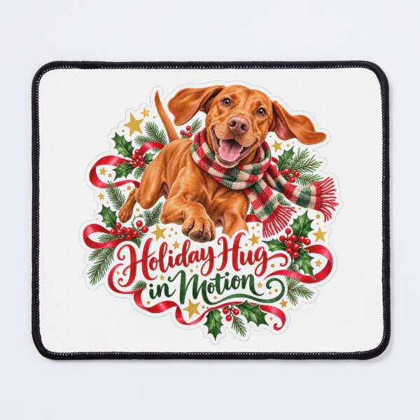 Item preview, Holiday Hug in Motion Vizsla Christmas Dog designed and sold by badburropress.