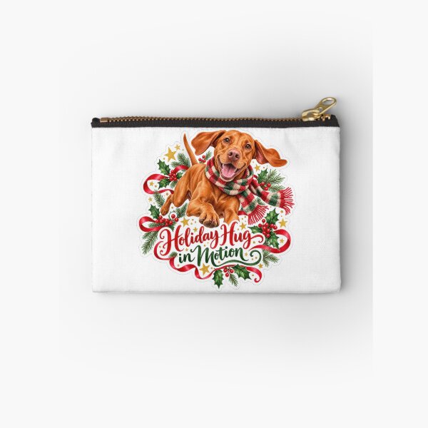 Item preview, Holiday Hug in Motion Vizsla Christmas Dog designed and sold by badburropress.