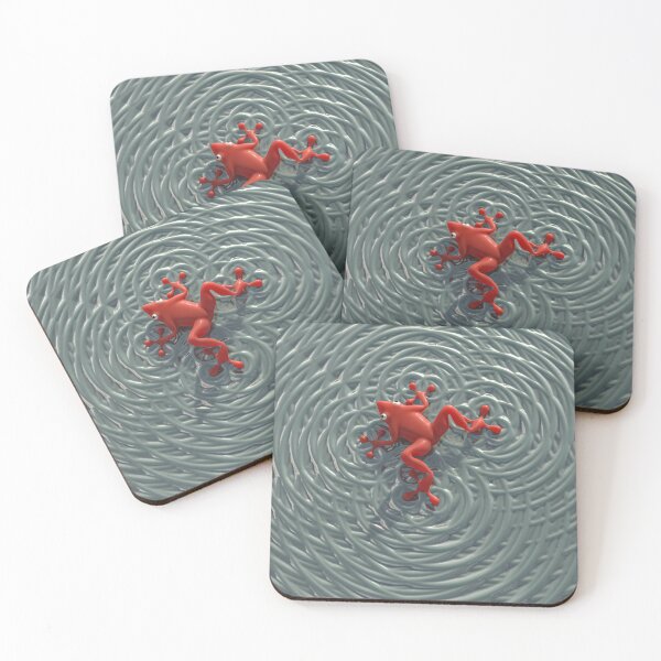 Item preview, 3D red frog ripples grey water designed and sold by Keltoi-art.