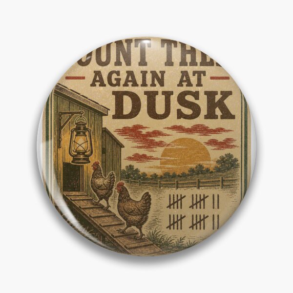 Item preview, Count Them Again At Dusk Evening Round Chickens Counting Feed Bag Label designed and sold by BoosterShop.
