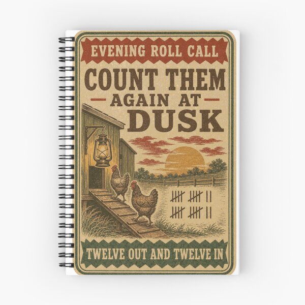 Item preview, Count Them Again At Dusk Evening Round Chickens Counting Feed Bag Label designed and sold by BoosterShop.