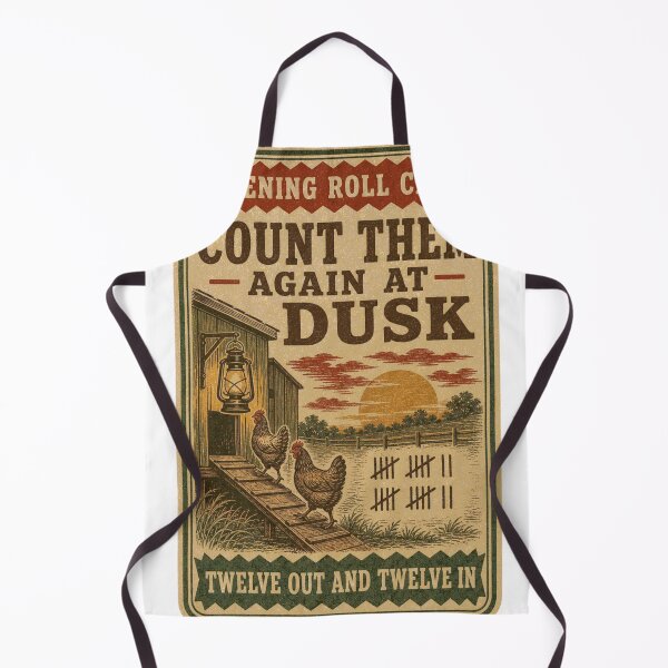 Item preview, Count Them Again At Dusk Evening Round Chickens Counting Feed Bag Label designed and sold by BoosterShop.