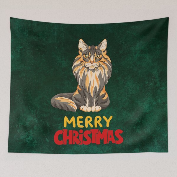 Item preview, Cute Maine Coon Cat Merry Christmas Holiday Art designed and sold by stormk10.
