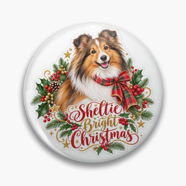 Item preview, Sheltie Bright Christmas Shetland Sheepdog Holiday designed and sold by badburropress.