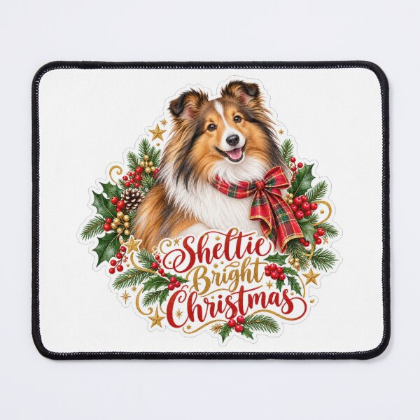 Item preview, Sheltie Bright Christmas Shetland Sheepdog Holiday designed and sold by badburropress.