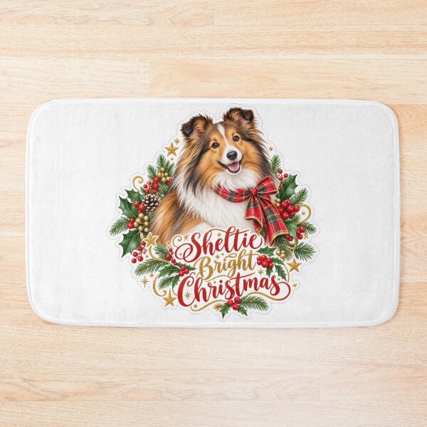 Item preview, Sheltie Bright Christmas Shetland Sheepdog Holiday designed and sold by badburropress.