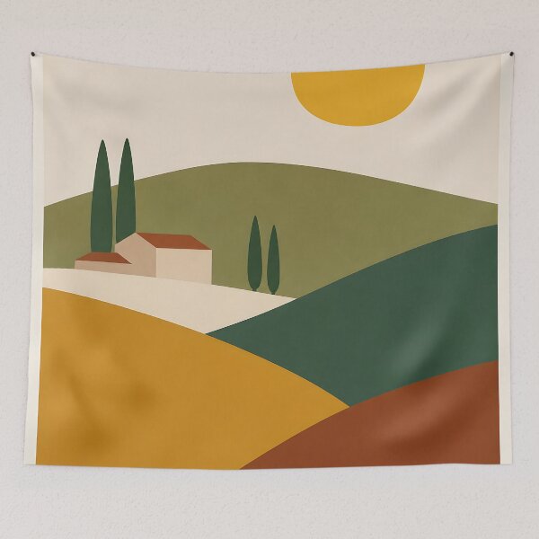 Item preview, Minimalist Tuscan Hills with Cypress Trees and Golden Sun designed and sold by GutyzDesignsES.