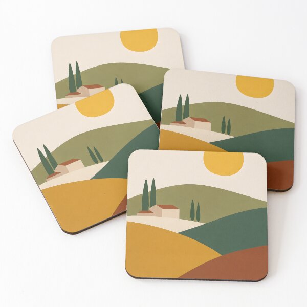 Item preview, Minimalist Tuscan Hills with Cypress Trees and Golden Sun designed and sold by GutyzDesignsES.