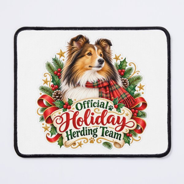 Item preview, Official Holiday Herding Team Sheltie Christmas designed and sold by badburropress.