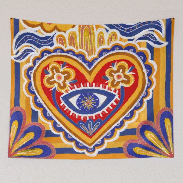 Item preview, Mexican Sacred Heart with Evil Eye and Flowers designed and sold by Fani*.
