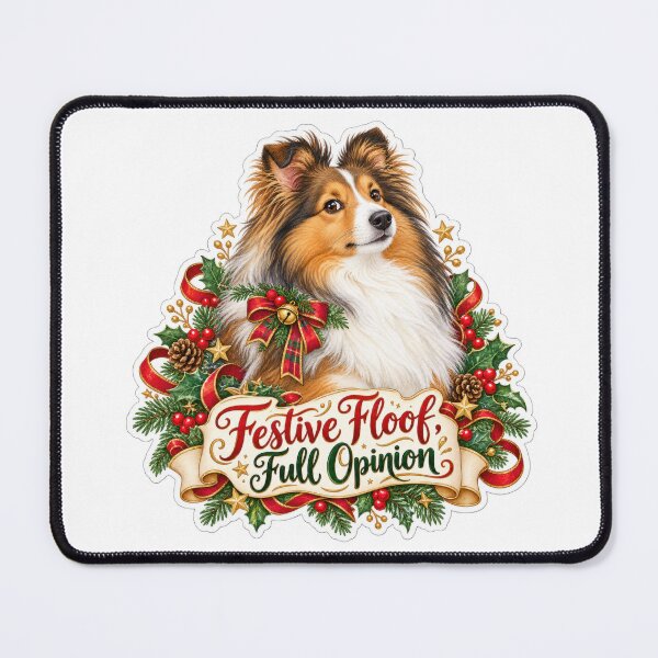 Item preview, Festive Floof Full Opinion Sheltie Christmas Dog designed and sold by badburropress.