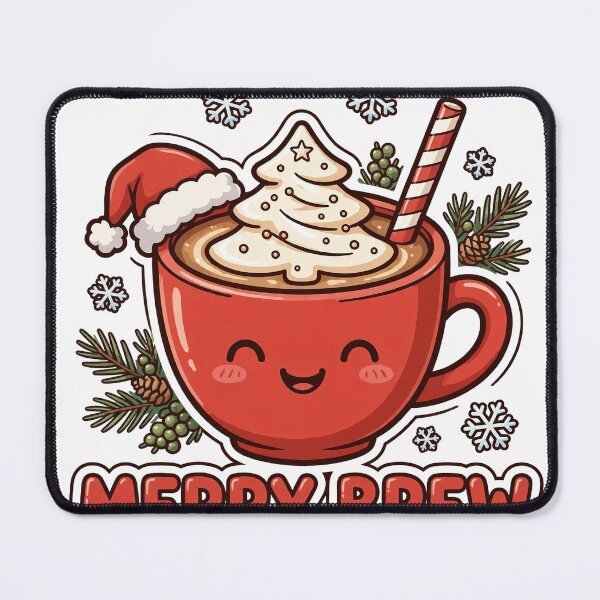 Item preview, Merry Brew Christmas Coffee Cute Kawaii Holiday Shirt designed and sold by dostielee.