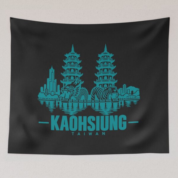 Item preview, Kaohsiung Taiwan Line Art Skyline Poster designed and sold by CMYKStudio.