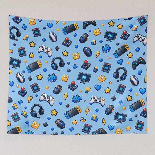 Item preview, Título: Blue Gaming World – Video Game Controller Pattern designed and sold by HO•Designs.