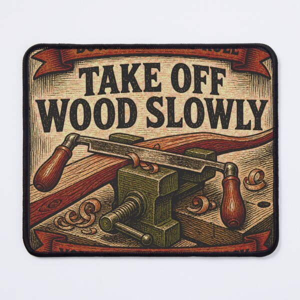 Item preview, Take Off Wood Slowly Bowmaking Workshop Rule Leather Patch designed and sold by BoosterShop.