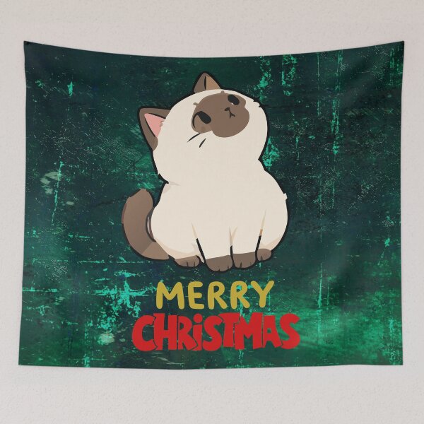 Item preview, Cute Siamese Cat Merry Christmas Holiday Art designed and sold by stormk10.