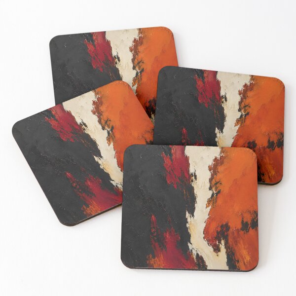 Item preview, Black Red Orange and Cream Textured Abstract Painting designed and sold by GutyzDesignsES.
