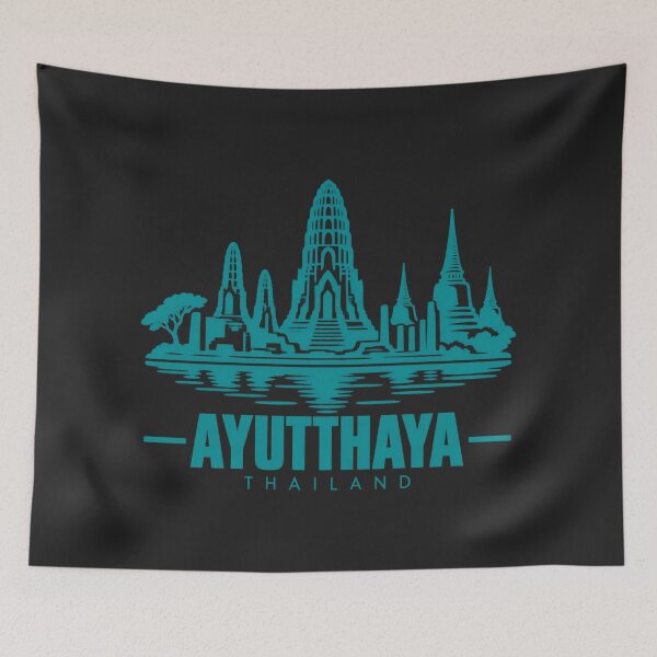 Item preview, Ayutthaya Thailand Line Art Landmark Poster designed and sold by CMYKStudio.