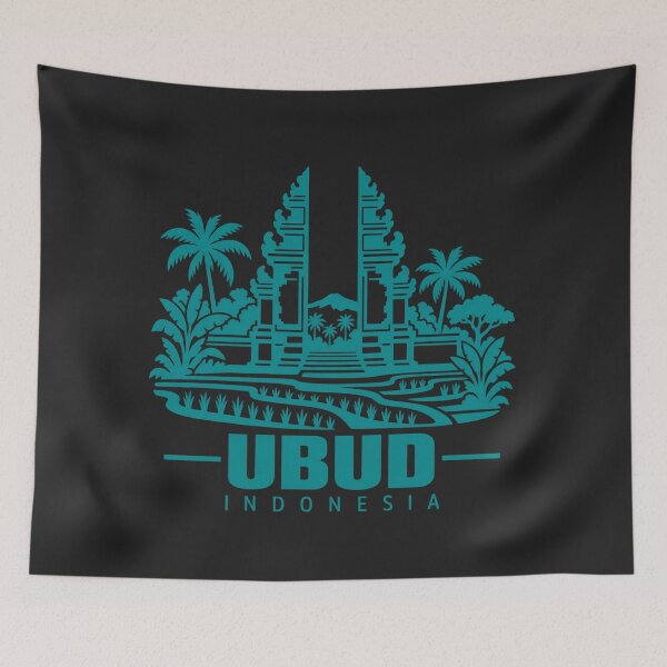 Item preview, Ubud Indonesia Line Art Landmark Poster designed and sold by CMYKStudio.