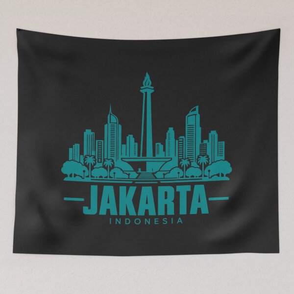 Item preview, Jakarta Indonesia Line Art Skyline Poster designed and sold by CMYKStudio.