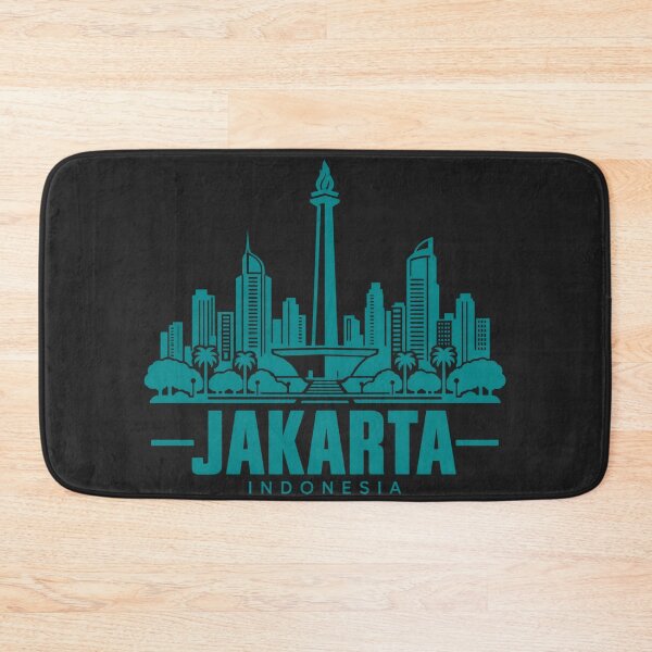 Aperçu de l'œuvre Affiche de la skyline de Jakarta, Indonésie (dessin au trait) créée et vendue par CMYKStudio.