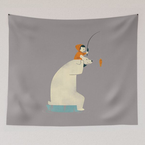 Item preview, Child Riding Polar Bear Fishing Ice Floe-24 designed and sold by WaldemarRohrer.