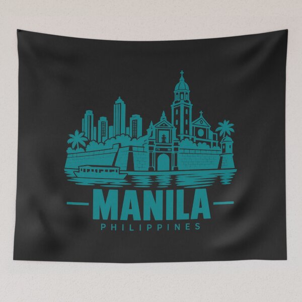 Item preview, Manila Philippines Line Art Skyline Poster designed and sold by CMYKStudio.