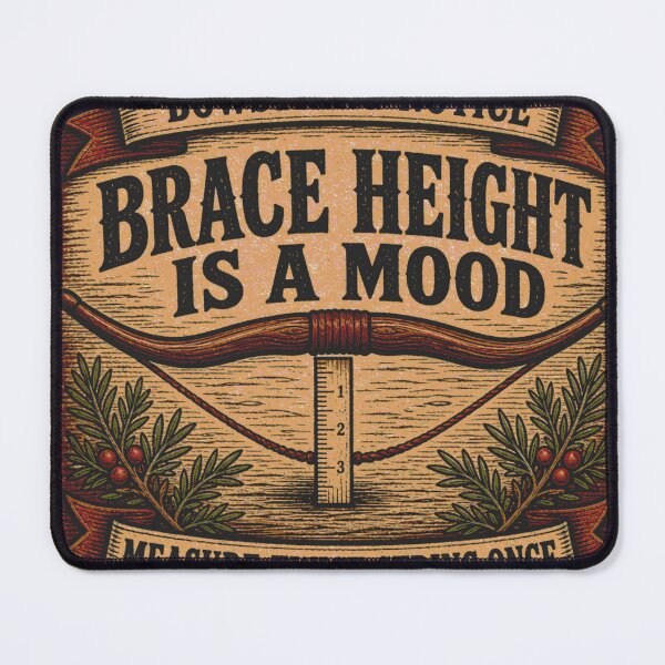 Item preview, Brace Height Is A Mood Standhoehe Lustiger Bogenschütze Leder Patch designed and sold by BoosterShop.