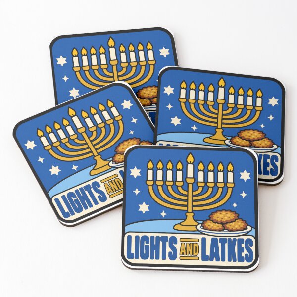 Item preview, Hanukkah Gift - Lights And Latkes designed and sold by RedRubyBubble.