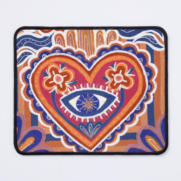 Item preview, Orange Sacred Heart with Evil Eye Folk Art designed and sold by Fani*.
