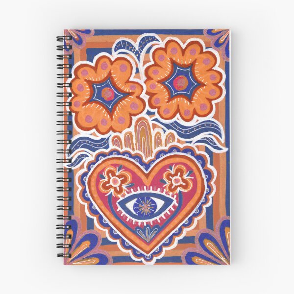 Item preview, Orange Sacred Heart with Evil Eye Folk Art designed and sold by Fani*.