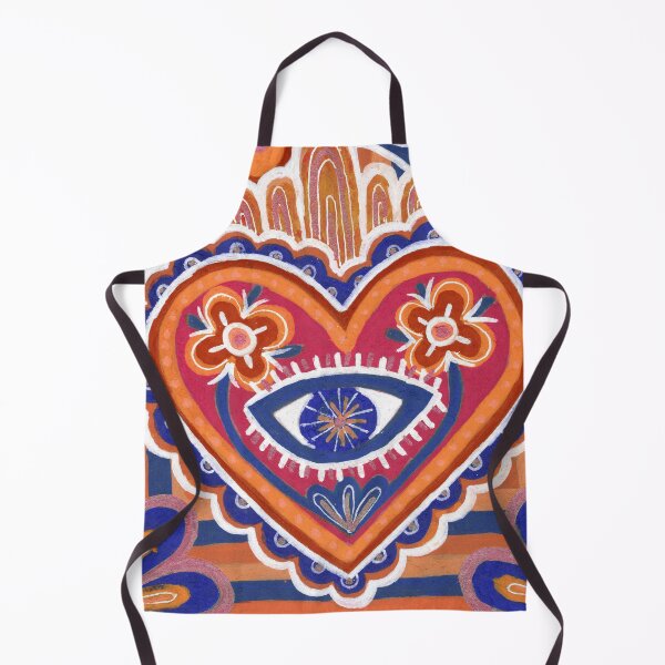 Item preview, Orange Sacred Heart with Evil Eye Folk Art designed and sold by Fani*.