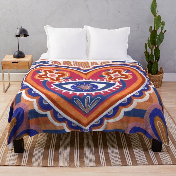 Item preview, Orange Sacred Heart with Evil Eye Folk Art designed and sold by Fani*.