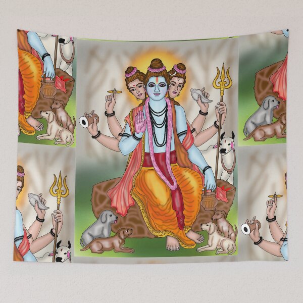 Item preview, Dattatreya Digital Drawing | Hindu Deity Spiritual Artwork designed and sold by Harshit_Digital_Arts.