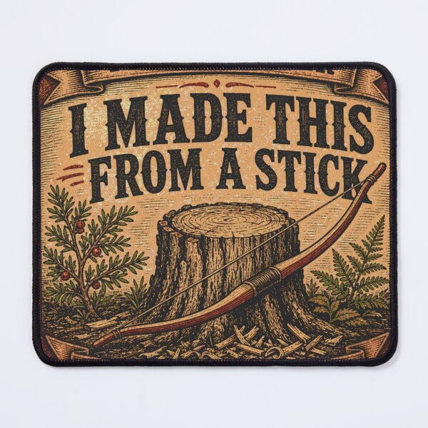 Item preview, I Made This From A Stick Homemade Bow Proud Maker Leather Patch designed and sold by BoosterShop.