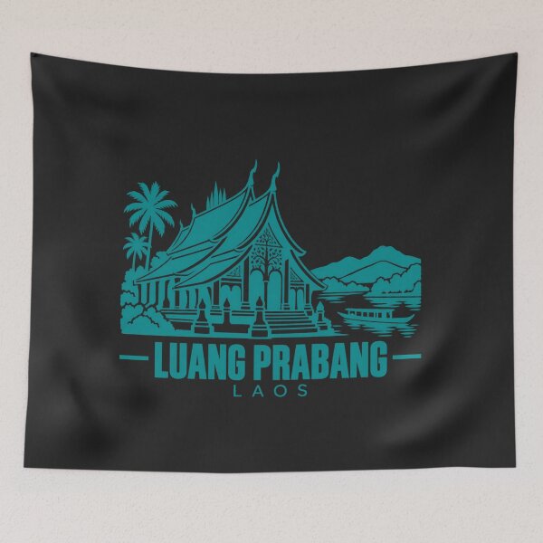 Item preview, Luang Prabang Laos Line Art Landmark Poster designed and sold by CMYKStudio.