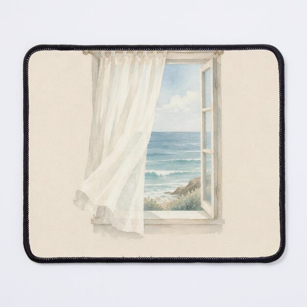 Item preview, Let the Breeze In Linen Curtain Illustration | Coastal Wall Art designed and sold by FixationStudio.