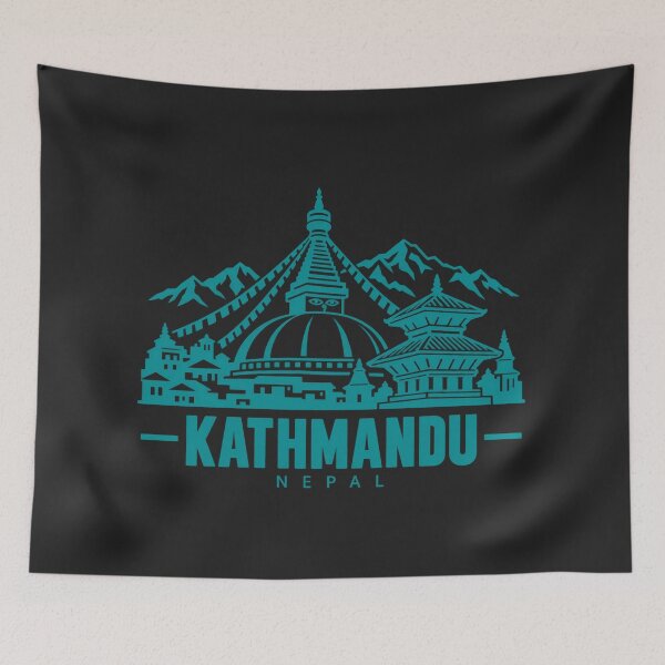 Item preview, Kathmandu Nepal Line Art Landmark Poster designed and sold by CMYKStudio.