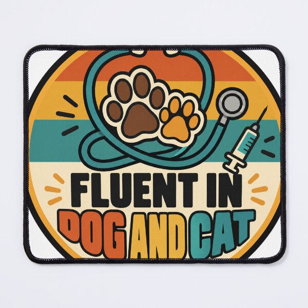 Item preview, Vet Tech Gift - Fluent In Dog And Cat designed and sold by RedRubyBubble.
