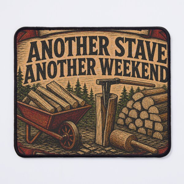 Item preview, Another Stave Another Weekend Bowmaker Wood Stack Leather Patch designed and sold by BoosterShop.