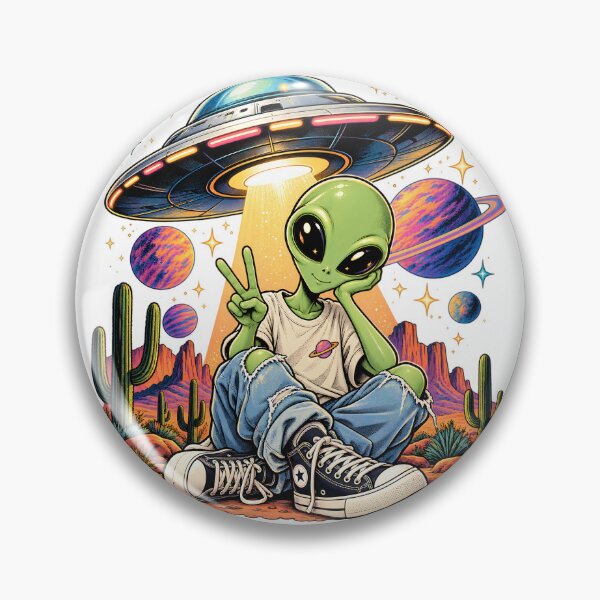 Item preview, Retro Alien UFO Cosmic Desert designed and sold by TinyWeird.